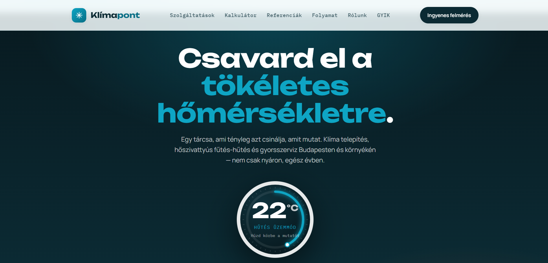 Klímapont bemutatkozó weboldal - referencia munka